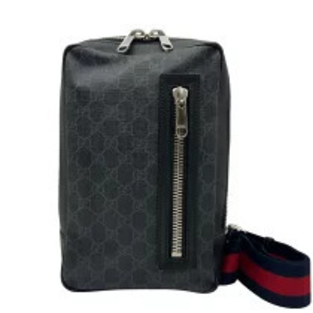 Gucci Soft GG Supreme Sling Bag Leather Body Top Handle Bag Black